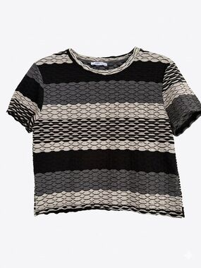Zara Y2K Striped Textured Short Sleeve Crop Top Small / Medium